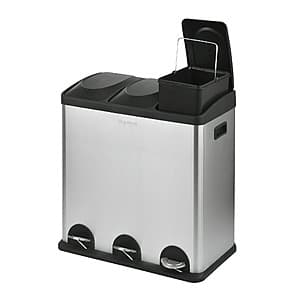 16-Gal Step N' Sort 3-Compartment Stainless Steel Kitchen Trash & Recycling Bin $30