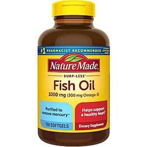 150-Ct Nature Made Burp Less 1000mg Fish Oil Omega 3 Supplement Softgels 2 for $10.70 w/ S&S + Free S&H