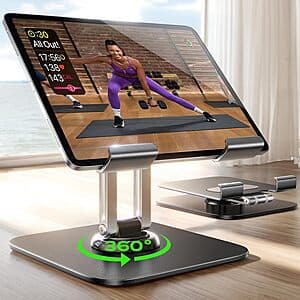 LISEN Adjustable 360-Degree Tablet Stand Holder (up to 12.9") $9
