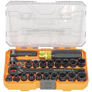 28-Pc Klein Tools KNECT Essential Pass Through SAE Metric Impact Socket Set $65 + Free S&H