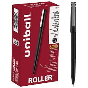 12-Pk 0.5mm Black uniball Roller Rollerball Pens $7.10