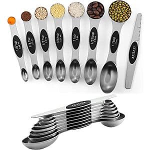 8-Pack Stainless Steel Dual-Sided Magnetic Measuring Spoons w/ Leveler $6.30