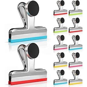 10-Ct HOUSE AGAIN 3" Magnetic Stainless Steel Chip Clips w/ Silicone Grips (5 Colors) $8
