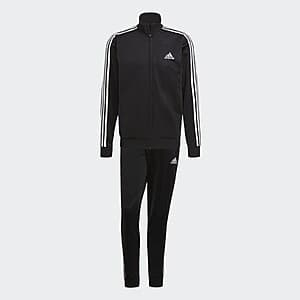 adidas Men's Essentials 3-Stripes Track Suit: Jacket + Pants (Black/White) $24 + Free S&H