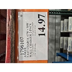 Select Costco Stores: 2-Pack Anker 67W & 30W GaN Fast Charging Wall Chargers $19.95 (In-Store Only)