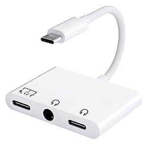 3-in-1 60W PD Fast Charging USB-C Aux Splitter $5