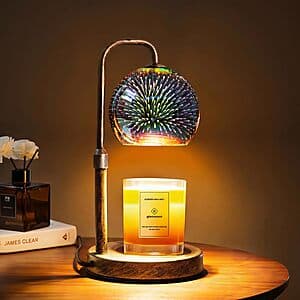 Glocusent retro-style 2-bulb candle warmer lamp with adjustable height and dimmable lighting features.