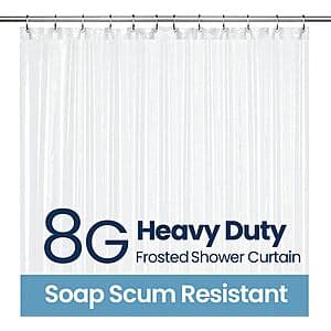 72" x 72" LiBa PEVA Plastic Shower Curtain Liner w/ Rust Proof Grommets (Frosted) $8.60