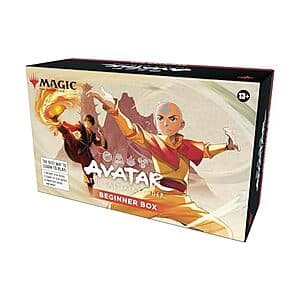 Magic: The Gathering Avatar: The Last Airbender Beginner Box with blue and orange Avatar branding on the package.