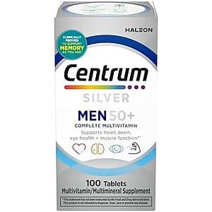 100-Count Centrum Silver Men 50+ Multivitamin Tablets $3.15 w/ Subscribe & Save