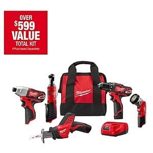 5-Tool Milwaukee M12 12V Lithium-Ion Cordless Combo Kit w/ 2x 1.5Ah Batteries $199 + Free Shipping