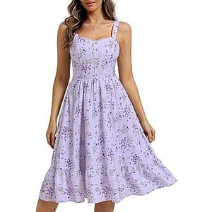 Belle Poque Women's Floral Midi Dress w/ Pockets (various) $11.90