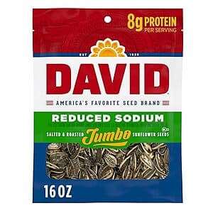 Select Accts: 16-Oz David Salted & Roasted Jumbo Sunflower Seeds (Reduced Sodium) $2.20 w/ S&S