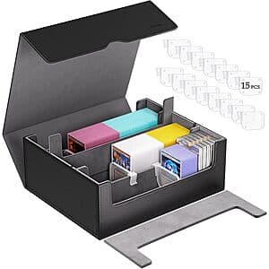 ProCase 3-Slot Leather Magnetic Closure Card Deck Box (Holds 1900+ Trading Cards) $16.50