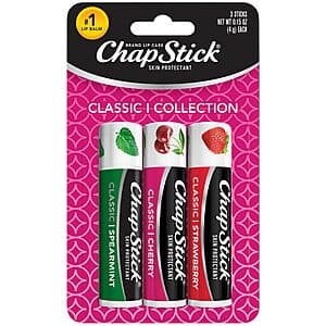 3-Pack 0.15-Oz ChapStick Lip Balm Variety Pack (Spearmint, Cherry & Strawberry) $2.55 w/ Subscribe & Save