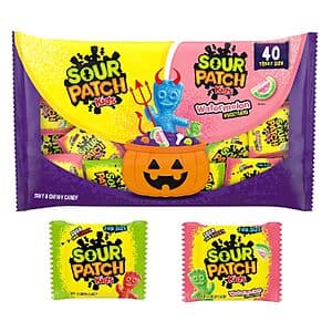 Select Accts: 40-Ct Sour Patch Kids Original & Watermelon Halloween Candy Packs $4.40 w/ S&S