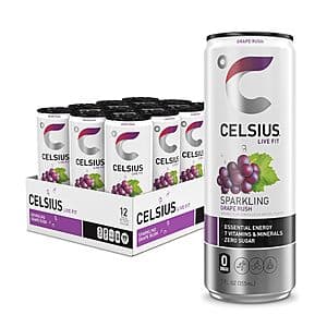 12-Pk 12-Oz Celsius Sparkling Sugar Free Energy Drink (Grape Rush) $14.25 w/ S&S