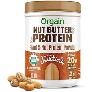 1.17-lb Orgain X Justin's 20g Protein Powder (Peanut Butter) $16.45 w/ S&S