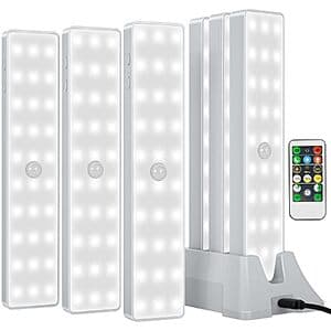 6-Pk Racokky Motion Sensor Under Cabinet Lights w/ Remote & Charging Station $24 + Free S&H