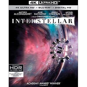 Interstellar 4K UHD and Blu-ray movie case with digital code included.