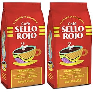 2-Pack 8.8Oz Café Sello Rojo Premium Colombian Medium Roast Ground Coffee Bricks $6.75