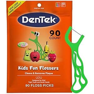 Select Accts: 90-Ct DenTek Kids Fun Flossers (Wild Fruit Flavor) $1.50 w/ S&S