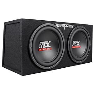 Open Box: MTX Terminator 1200W 2-Ohm Dual 12" Subwoofers w/ Sealed Box $167 + Free S&H