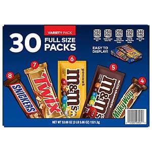 Select Costco Warehouse: 30-Ct Mars M&M's, Snickers Full-Size Chocolate Bar Pack $22.50 (Pricing/Availability Will Vary)