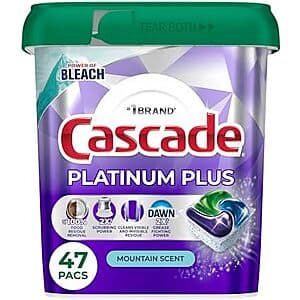 Select Accts: 47-Count Cascade Platinum Plus Dishwasher Pods (Mountain Scent) $12 w/ Subscribe & Save & More