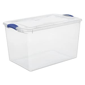 66-qt Sterilite Clear Plastic Storage Bin Container w/ Latch Lid (Blue) $9 & More