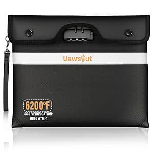 Uawsyut 6200°F Fireproof Document Bag w/ Lock $10