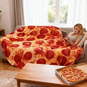 74" Pepperoni Pizza Fleece Wrap Blanket $10
