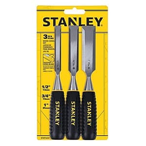 3-Piece Stanley Wood Forged Carbon Steel Blade Chisel Set $10 + Free S/H