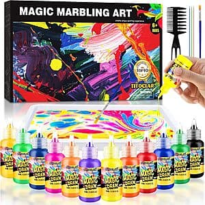 Titoclar 10-Color DIY Water Marbling Paint Craft Complete Kit $9.95