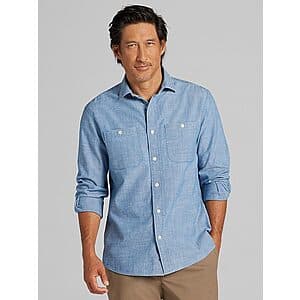 Joseph Abboud Men's Modern Fit Chambray Button Up Shirt (Medium Wash) $17 + Free S&H