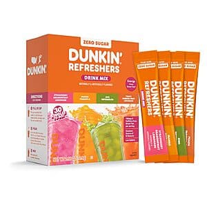 30-Ct Dunkin’ Refreshers Singles To Go! Powdered Drink Mix Packets (Variety Pk) $8.05 w/ S&S