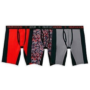 3-Pk Fruit of the Loom Men's Breathable Ultra Flex Long Leg Boxer Briefs (Large) $5