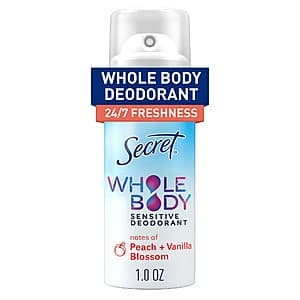 1oz Secret Whole Body Deodorant for Women (Peach & Vanilla) 2 for $8 + $7 Walmart Cash
