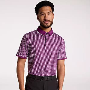 VRST Men's Contrast Printed Golf Polo (Roll Repeat Black Cherry) $12 + Free Shipping