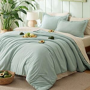 Prime Members: 7-Pc Bedsure Queen Comforter Bed Set in a Bag (Sage Green/Beige) $22.80 + Free S&H