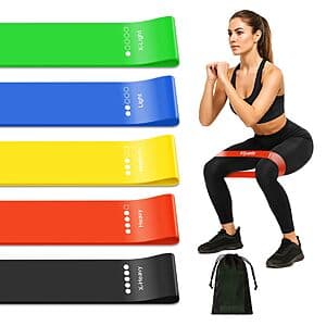 5-Pk Viyafit 12" Resistance Loop Bands Set w/ Carry Bag $5