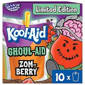 10-Pack 6-Oz Kool-Aid Ghoul-Aid Zom-Berry Drink Pouches $2.50 w/ S&S