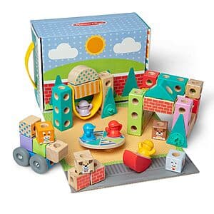 73-Piece Melissa & Doug Blockables Town Snap and Play Wooden Building Blocks Set $19.30
