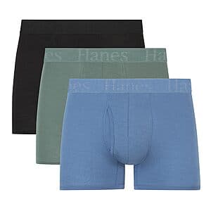 3-Pack Hanes Men's Supersoft Viscose Boxer Briefs (Black/Green/Blue) $8.65