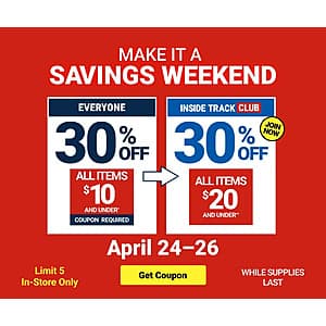 Harbor Freight In-Stores: Make It A Savings Weekend Offer 30% Off All Items $10 or Less & More (Valid thru 4/26)