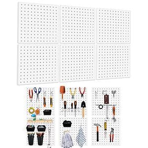 8-Pack 12" Dobures Metal Pegboard Wall Panels w/ 1/4" Hook Holes $16.50