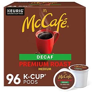 Prime Members: 96-Ct McCafe Premium Roast Decaf K-Cup Coffee Pods (Medium) $29.70 w/ S&S + Free S&H