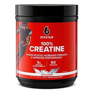 60-Servings Six Star Elite 100% Creatine Monohydrate Powder (Unflavored) $6.90 w/ S&S + Free Shipping w/ Prime or on $35+