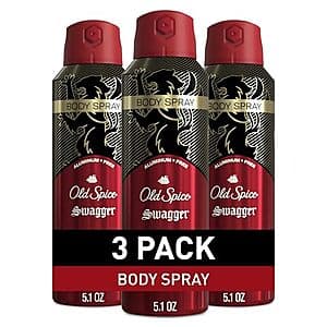 3-Pack 5.1-Oz Old Spice Aluminum Free Body Spray for Men (Swagger) $10.50 w/ Subscribe & Save
