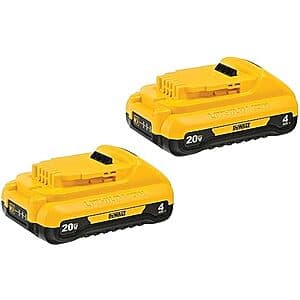 2-Pk DeWALT 20V MAX 4 Ah Lithium-Ion Battery $79 + Free S&H